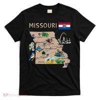 Map of Missouri Landmarks major cities roads flag T-Shirt thumb 0
