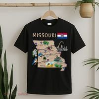 Map of Missouri Landmarks major cities roads flag T-Shirt thumb 2