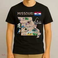 Map of Missouri Landmarks major cities roads flag T-Shirt thumb 3
