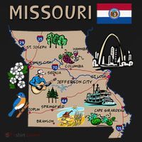 Map of Missouri Landmarks major cities roads flag Mousepad thumb 1