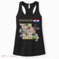 Map of Missouri Landmarks major cities roads flag Women's Tank Top thumb 0