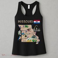 Map of Missouri Landmarks major cities roads flag Women's Tank Top thumb 3