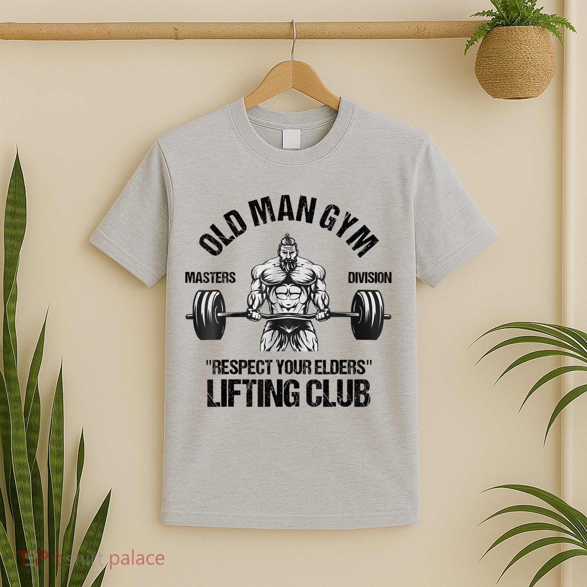Mens Old Man Gym Respect Your Elders Lifting Clubs Weightlifting T-Shirt