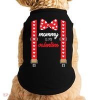 Mommy Is My Valentine Cute Bow Tie Suspenders Doggie Tank thumb 0