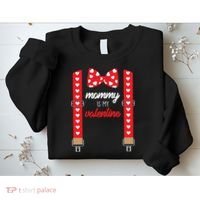 Mommy Is My Valentine Cute Bow Tie Suspenders Sweatshirt thumb 2