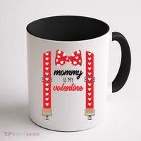 Mommy Is My Valentine Cute Bow Tie Suspenders Coffee Mug thumb 1