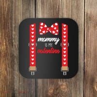 Mommy Is My Valentine Cute Bow Tie Suspenders Coaster thumb 0