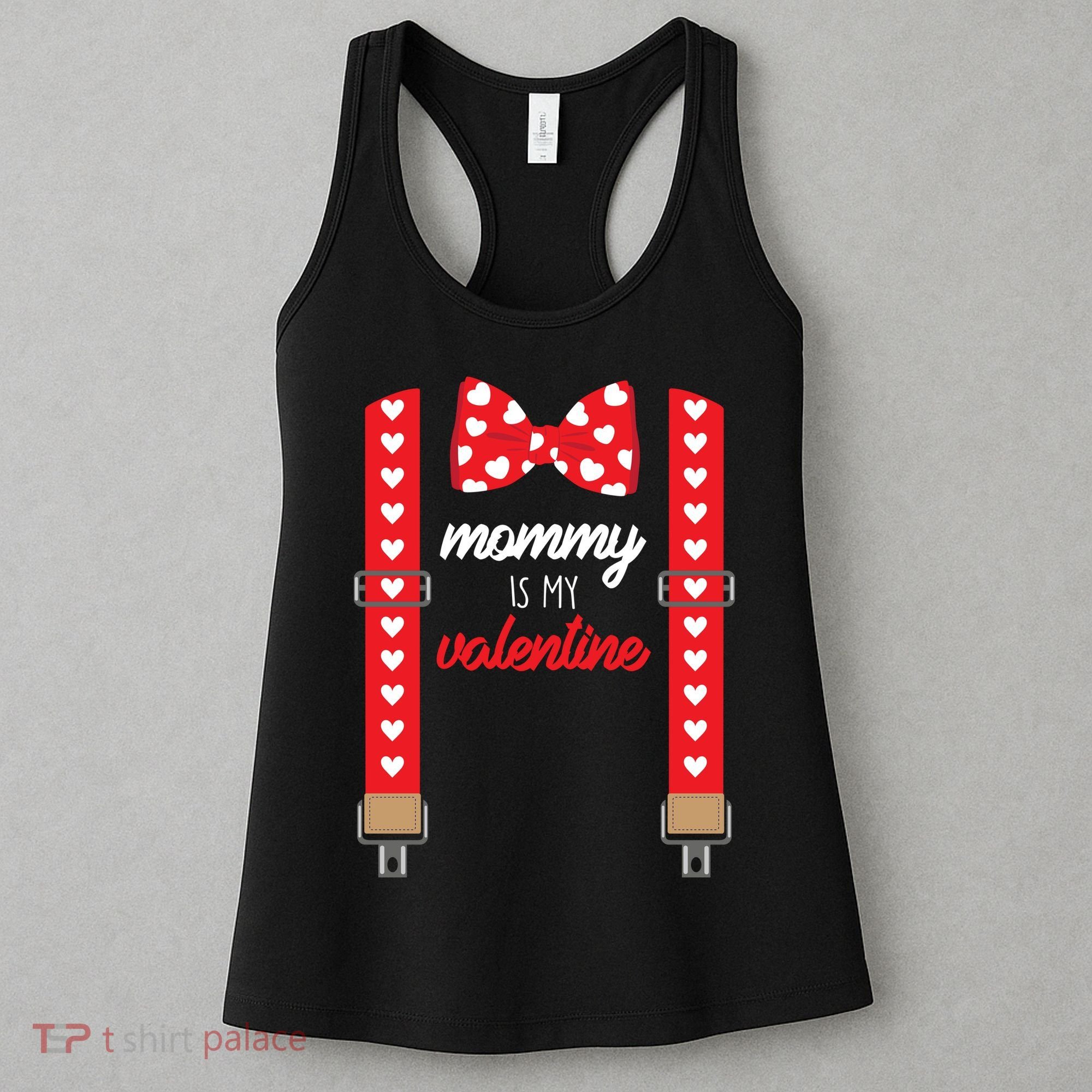 Mommy Is My Valentine Cute Bow Tie Suspenders Women's Tank Top