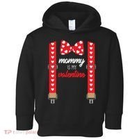 Mommy Is My Valentine Cute Bow Tie Suspenders Toddler Hoodie thumb 0