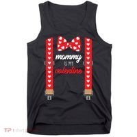 Mommy Is My Valentine Cute Bow Tie Suspenders Tank Top thumb 0