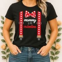 Mommy Is My Valentine Cute Bow Tie Suspenders Women's T-Shirt thumb 2