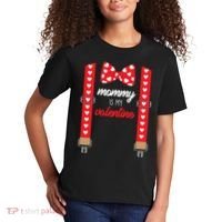 Mommy Is My Valentine Cute Bow Tie Suspenders Kids T-Shirt thumb 2