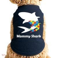Mommy Shark Autism Awareness  Doggie Tank thumb 0