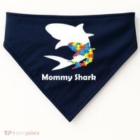 Mommy Shark Autism Awareness  USA-Made Doggie Bandana thumb 0