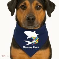 Mommy Shark Autism Awareness  USA-Made Doggie Bandana thumb 1