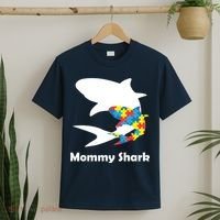 Mommy Shark Autism Awareness  T-Shirt thumb 2