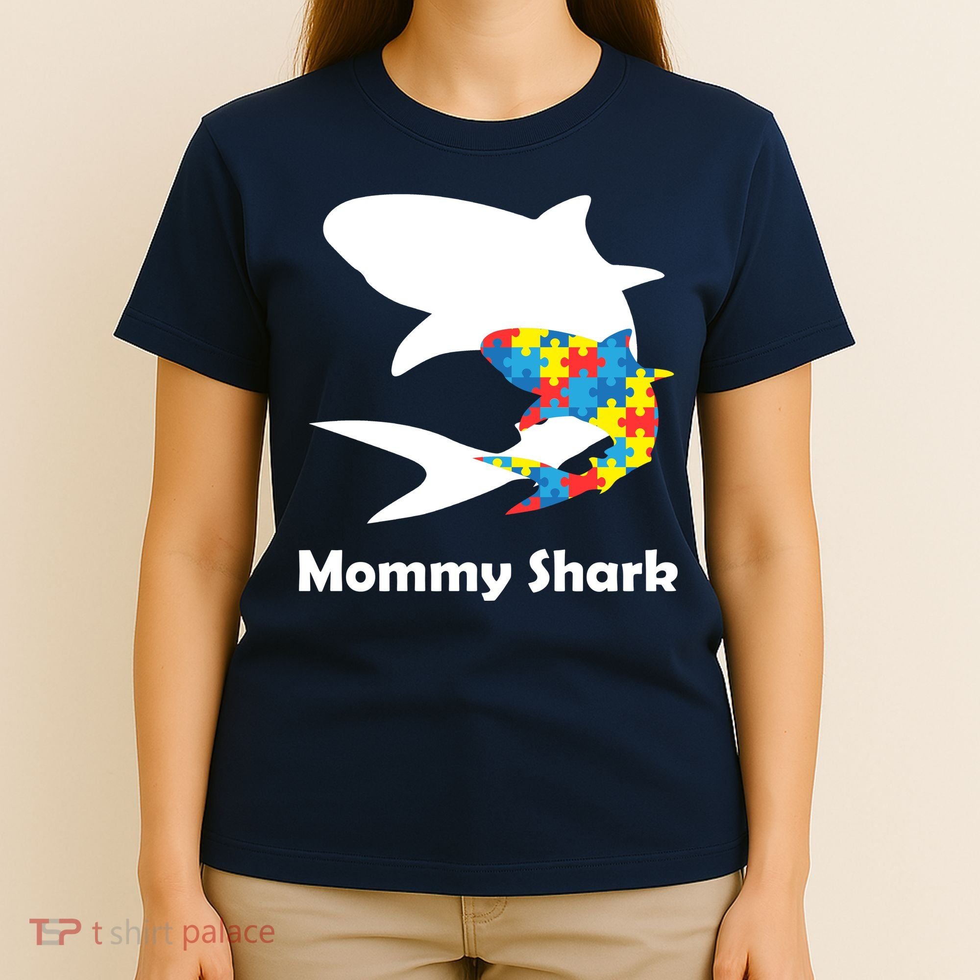 Mommy Shark Autism Awareness  T-Shirt