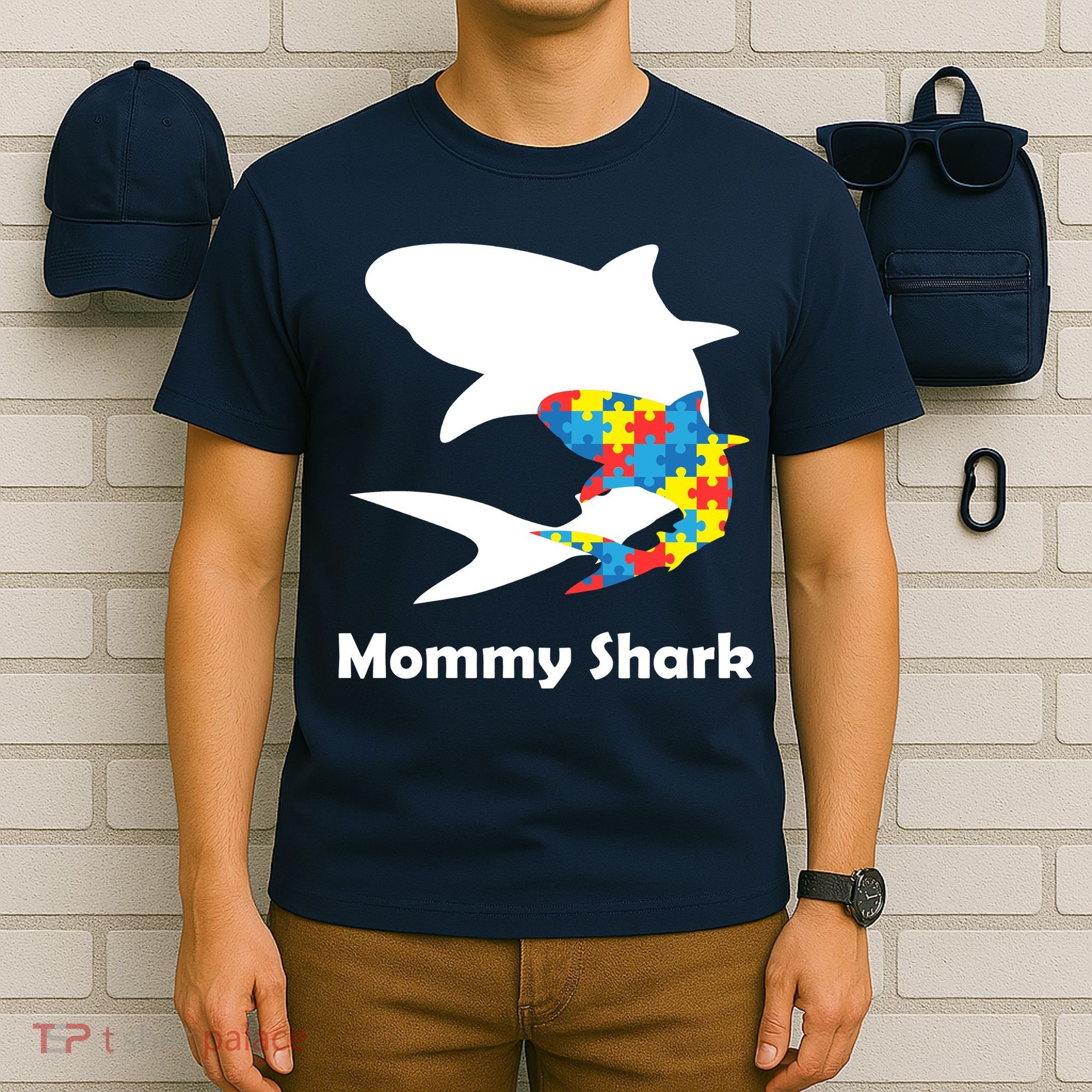 Mommy Shark Autism Awareness  T-Shirt