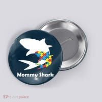 Mommy Shark Autism Awareness  Button thumb 0
