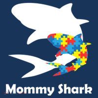 Mommy Shark Autism Awareness  Button thumb 1
