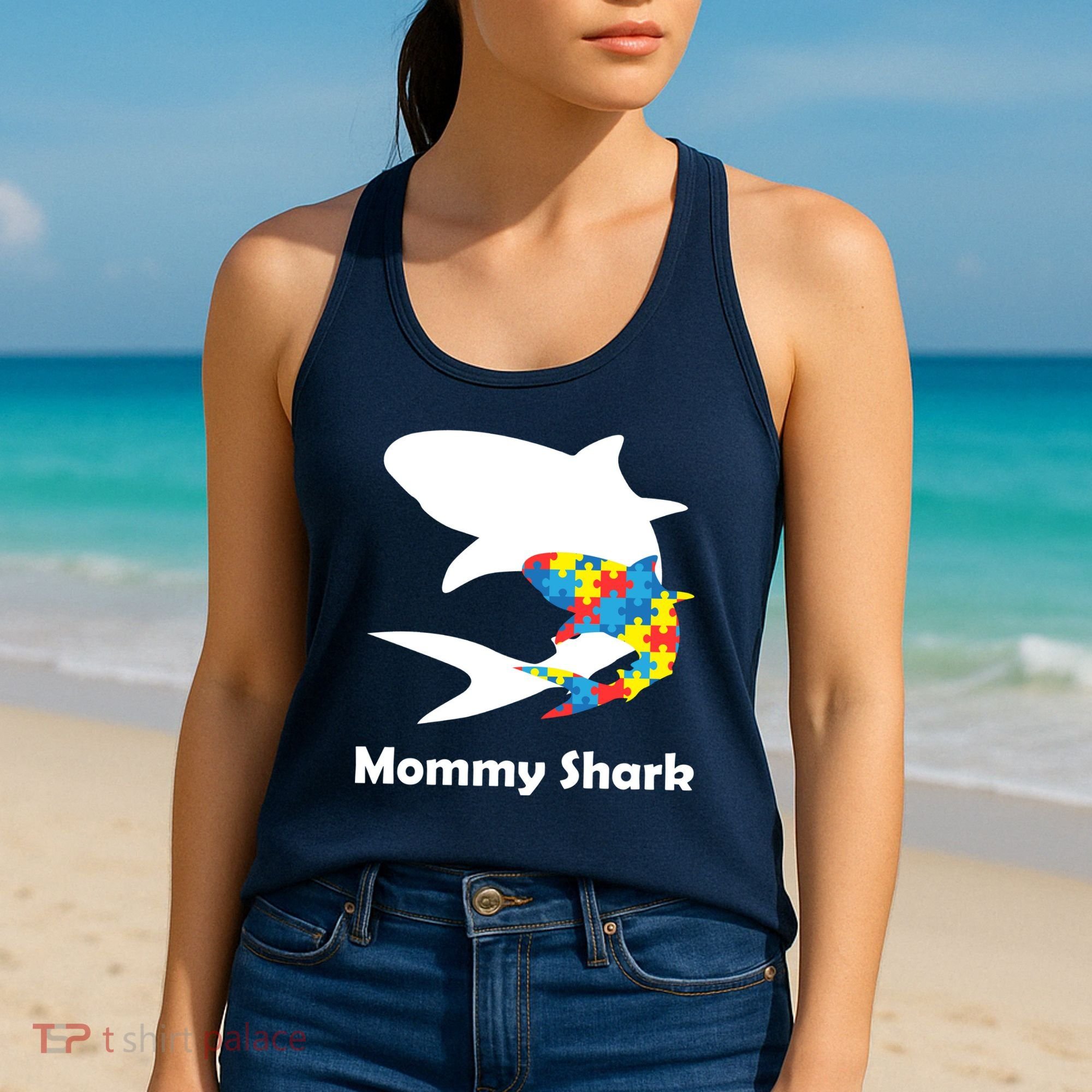 Mommy Shark Autism Awareness  Women's Tank Top