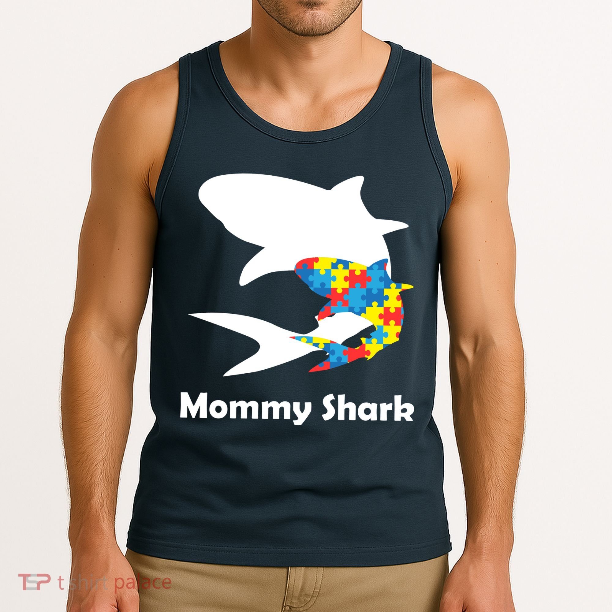 Mommy Shark Autism Awareness  Tank Top