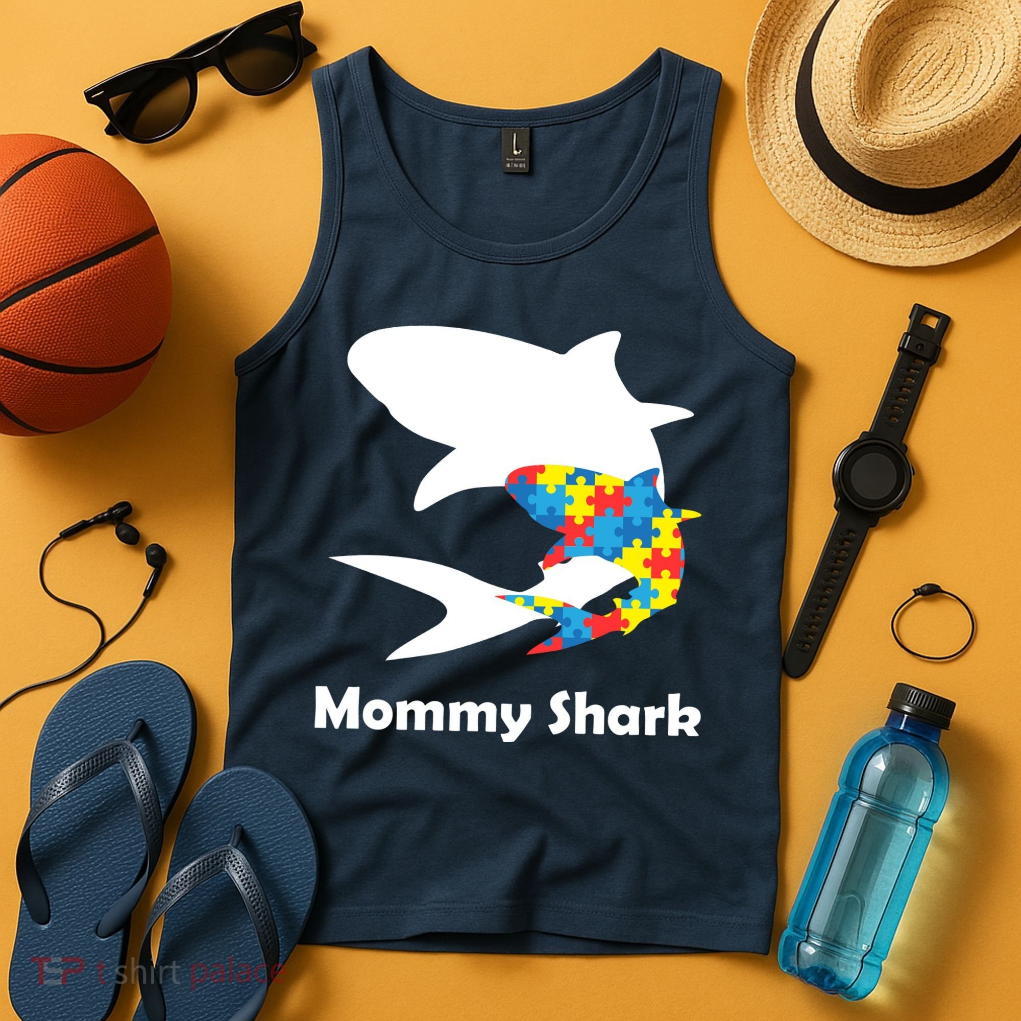 Mommy Shark Autism Awareness  Tank Top