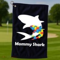 Mommy Shark Autism Awareness  Golf Towel thumb 1