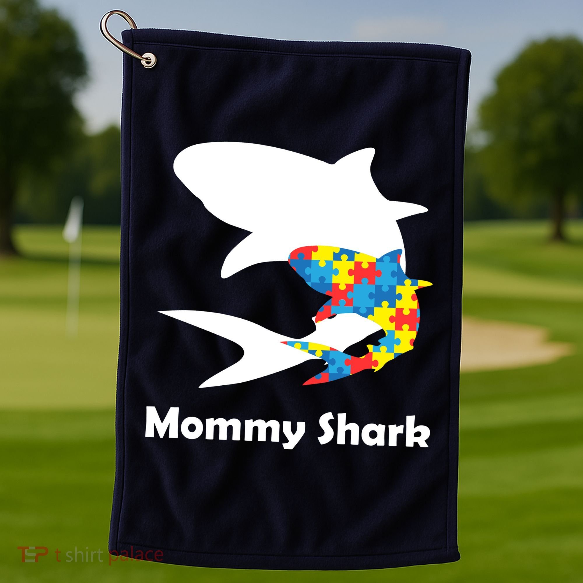 Mommy Shark Autism Awareness  Golf Towel