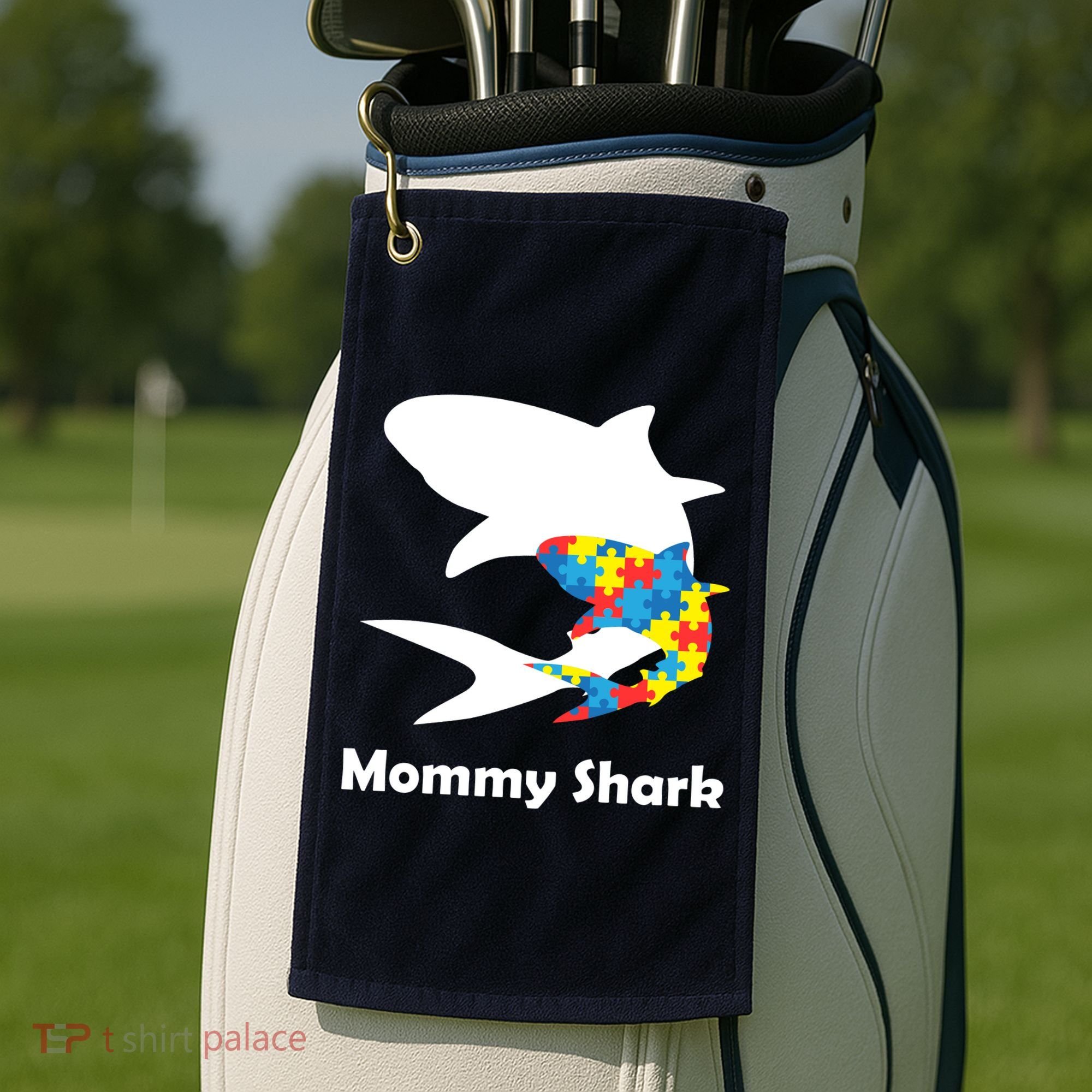 Mommy Shark Autism Awareness  Golf Towel