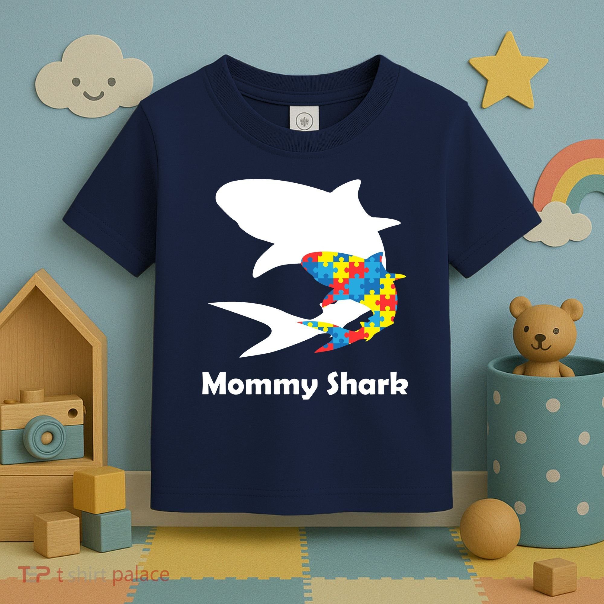 Mommy Shark Autism Awareness  Toddler T-Shirt