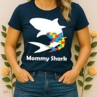Mommy Shark Autism Awareness  Women's T-Shirt thumb 2