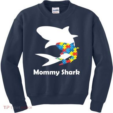 Mommy Shark Autism Awareness  Kids Sweatshirt