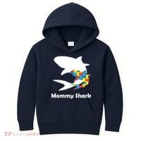 Mommy Shark Autism Awareness  Kids Hoodie thumb 0