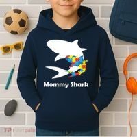 Mommy Shark Autism Awareness  Kids Hoodie thumb 2