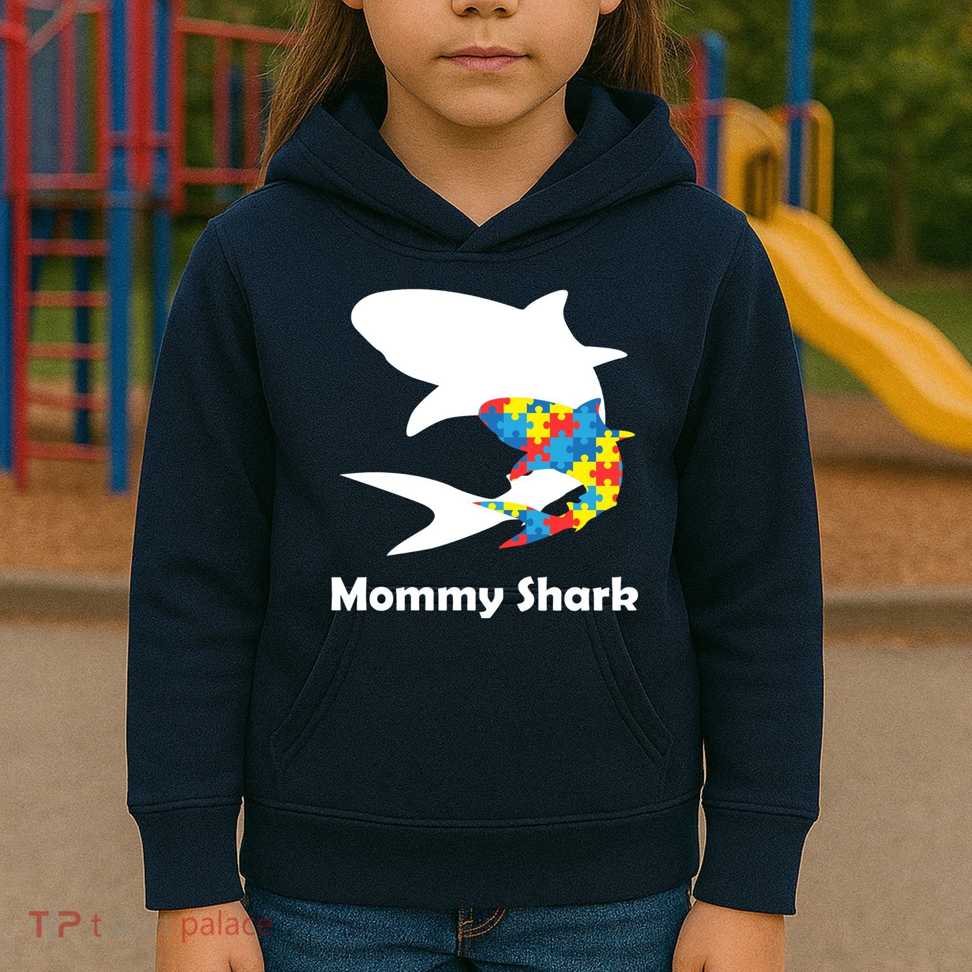 Mommy Shark Autism Awareness  Kids Hoodie