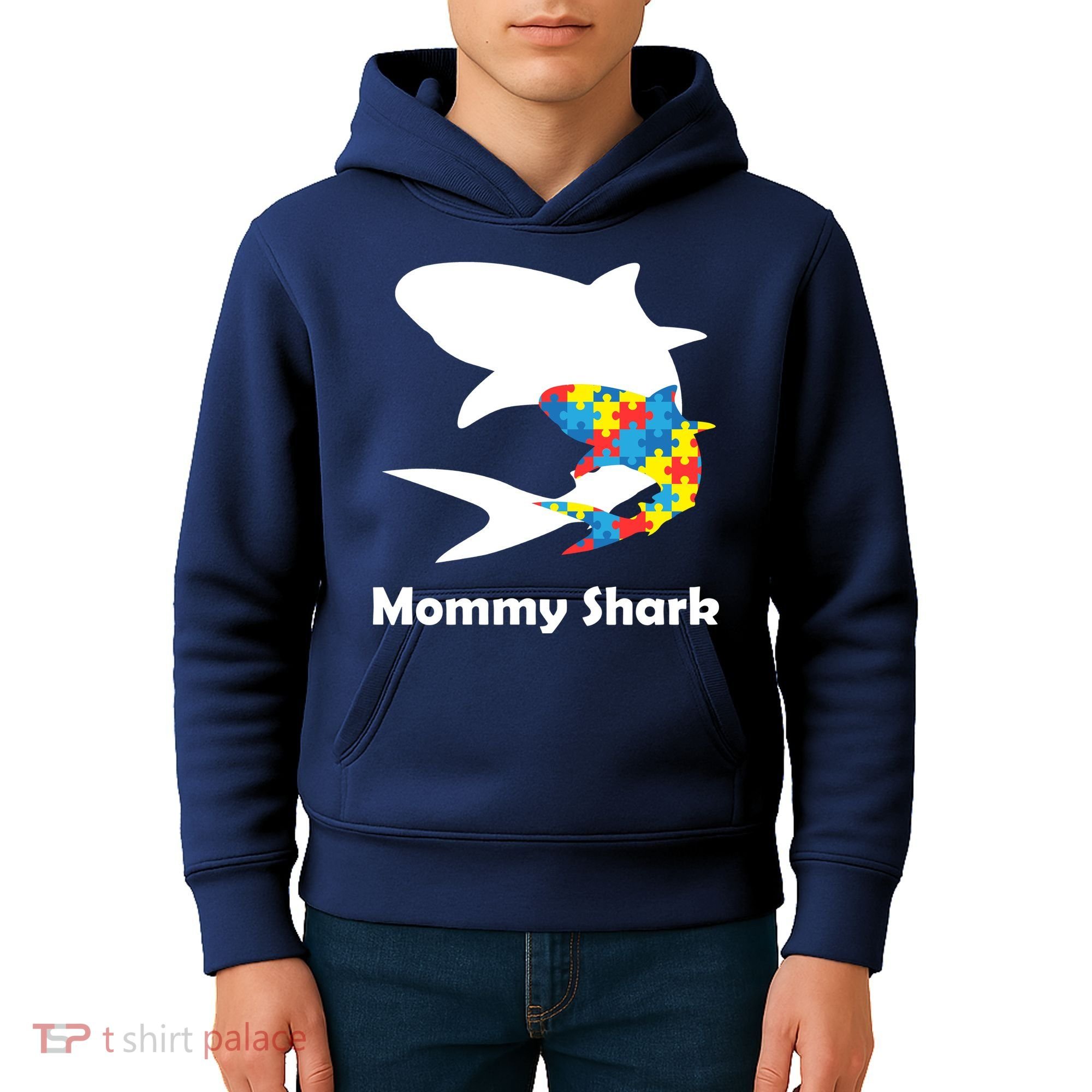 Mommy Shark Autism Awareness  Kids Hoodie
