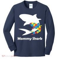 Mommy Shark Autism Awareness  Kids Long Sleeve Shirt thumb 0