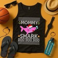 Mommy Shark Doo Doo Cute Ugly Christmas Tank Top thumb 4