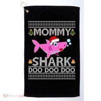 Mommy Shark Doo Doo Cute Ugly Christmas Golf Towel thumb 0