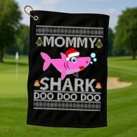 Mommy Shark Doo Doo Cute Ugly Christmas Golf Towel thumb 1