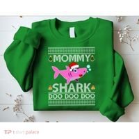 Mommy Shark Doo Doo Cute Ugly Christmas Sweatshirt thumb 2