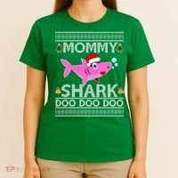 Mommy Shark Doo Doo Cute Ugly Christmas T-Shirt thumb 4