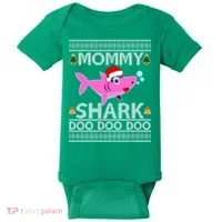 Mommy Shark Doo Doo Cute Ugly Christmas Baby Bodysuit thumb 0