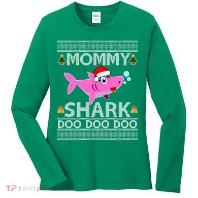 Mommy Shark Doo Doo Cute Ugly Christmas Women's Long Sleeve Shirt
