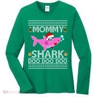 Mommy Shark Doo Doo Cute Ugly Christmas Women's Long Sleeve Shirt thumb 0