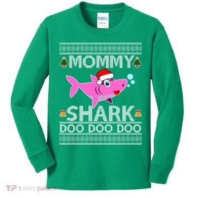 Mommy Shark Doo Doo Cute Ugly Christmas Kids Long Sleeve Shirt