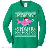 Mommy Shark Doo Doo Cute Ugly Christmas Kids Long Sleeve Shirt thumb 0