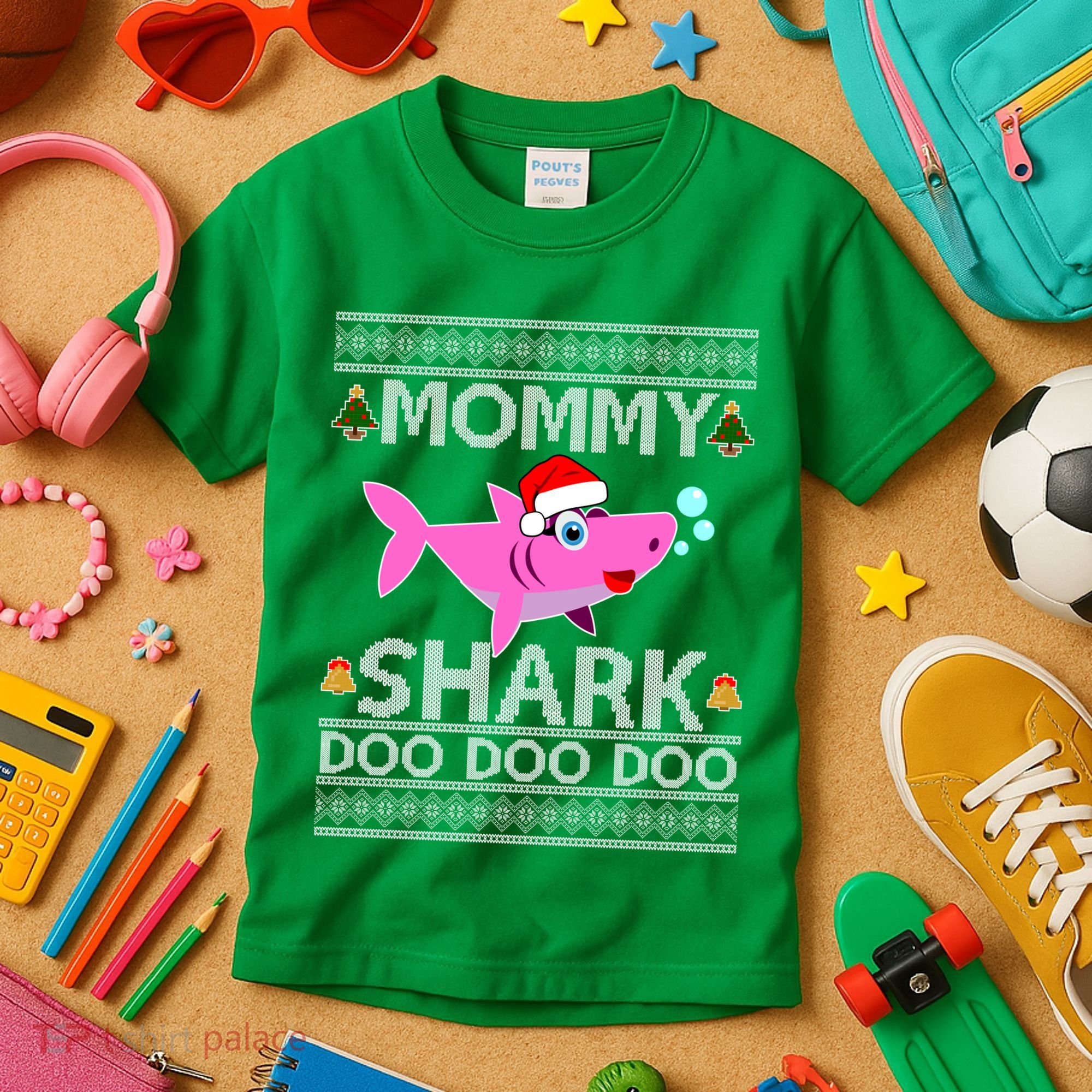 Mommy Shark Doo Doo Cute Ugly Christmas Kids T-Shirt