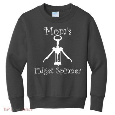 Mom's Fidget Spinner Wine Bottle Opener Kids Sweatshirt
